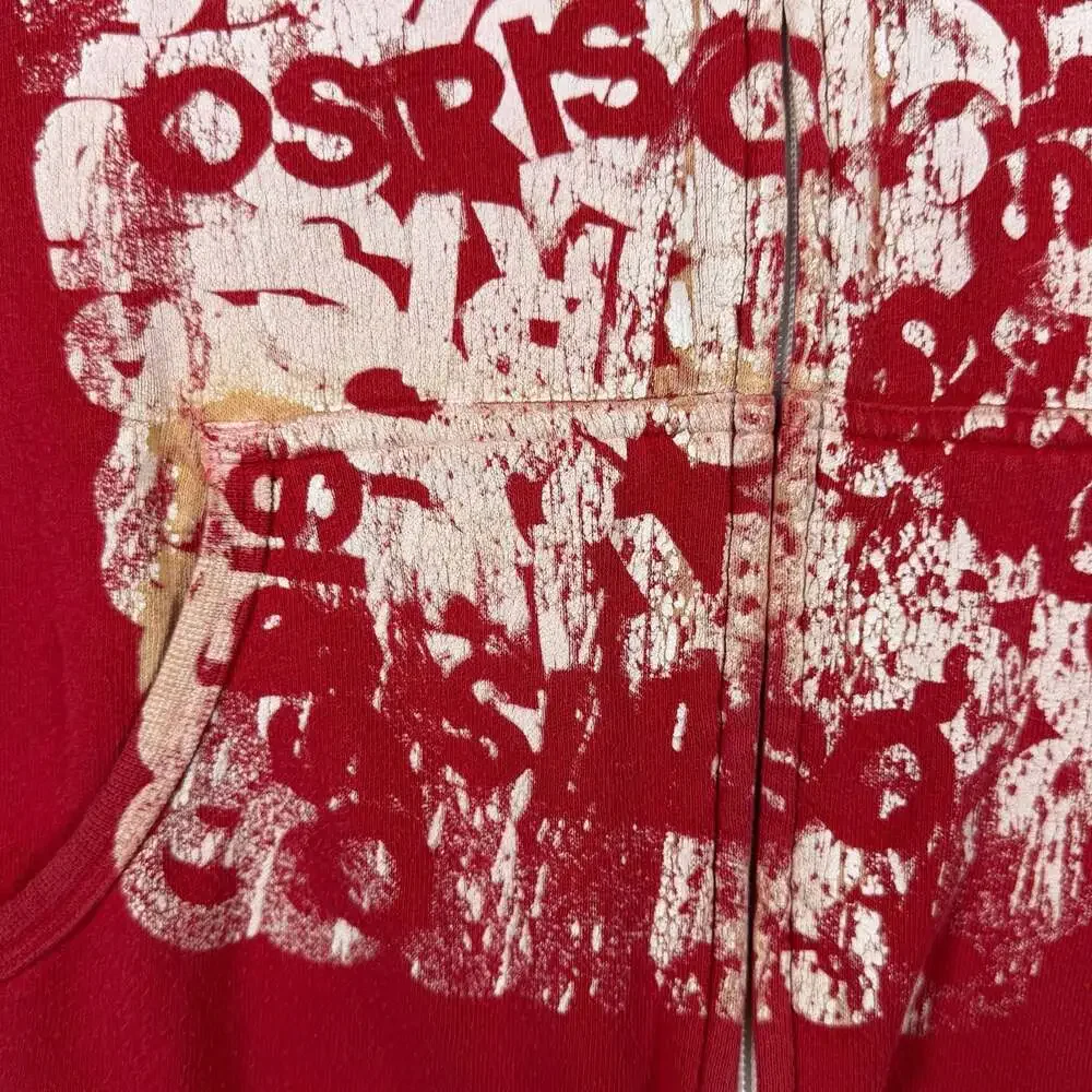 Osiris Shoes & Apparel Vintage Y2K Red Full Zip Up Hoodie Sweatshirt Size Large